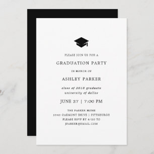 Modern Minimal   Black and White Graduation Party Invitation