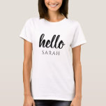 Modern Minimal Black And White Hello And You Name T-Shirt<br><div class="desc">Modern Minimal Black And White Hello And You Name</div>
