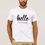Modern Minimal Black And White Hello And You Name T-Shirt<br><div class="desc">Modern Minimal Black And White Hello And You Name</div>