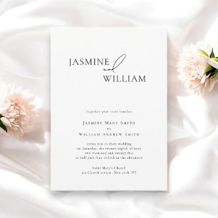 Modern Minimal Black and White Wedding  Invitation