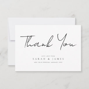 Modern Minimal Black and White Wedding Thank You Card