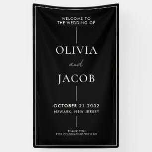 Modern Minimal Black and White Wedding Welcome Banner