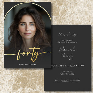 Modern Minimal Black Arch Fortieth Birthday