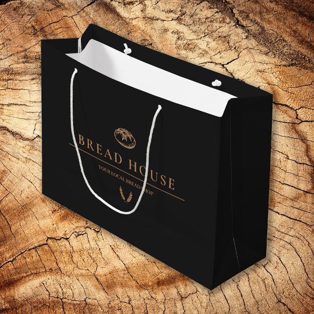 Modern Minimal Black Bakery Business Large Gift Bag (Creator Uploaded)