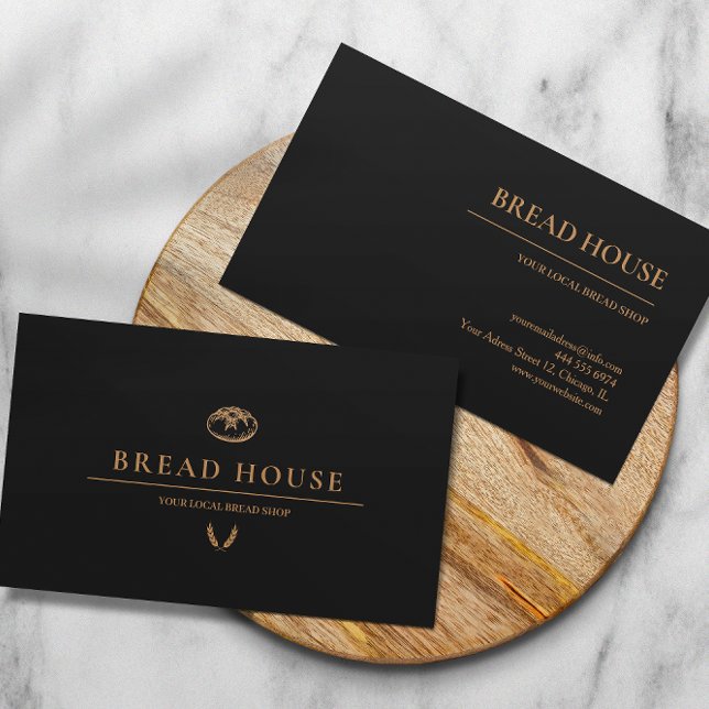 Modern Minimal Black Bread Bakery Business Card (Creator Uploaded)