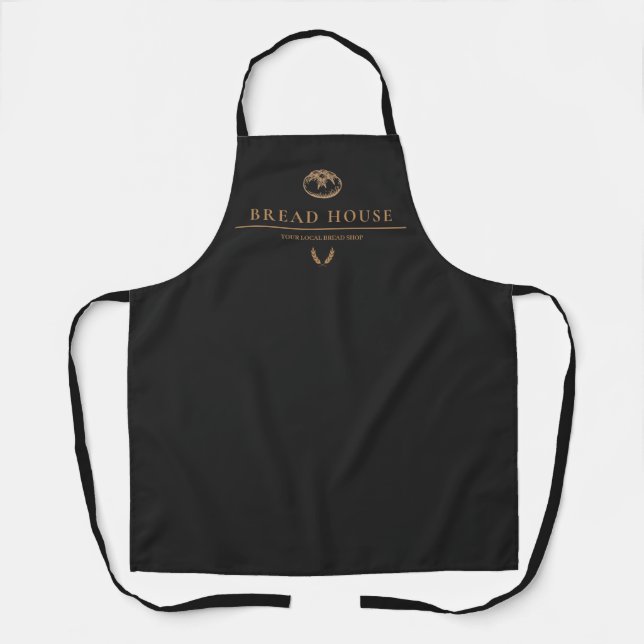 Modern Minimal Black Bread Shop Bakery Apron (Front)