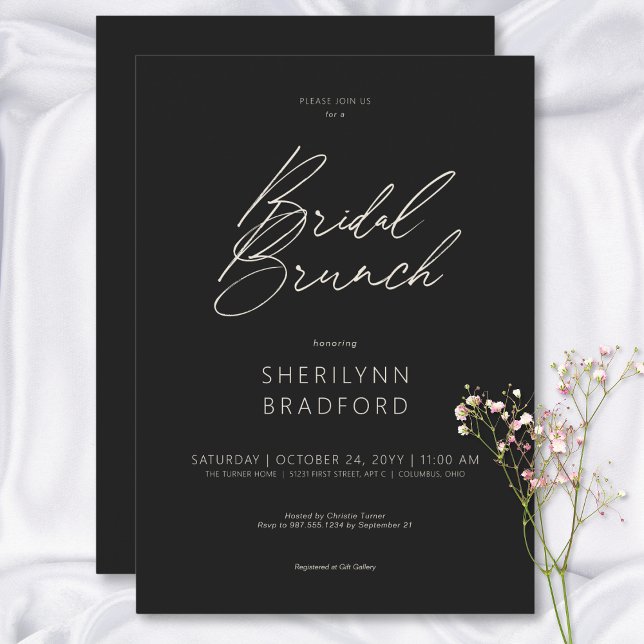 Modern Minimal Black Bridal Brunch Invitation (Modern Minimal Black Bridal Brunch Invitation)