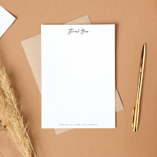Modern Minimal Black Brush Script Thank You Letter Stationery