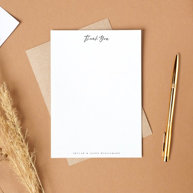 Modern Minimal Black Brush Script Thank You Letter Stationery (Modern Minimal Black Brush Script Thank You Letter Stationery)