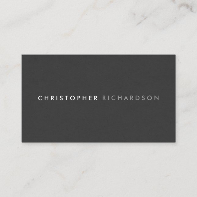 MODERN & MINIMAL Black Cardboard Business Card (Front)
