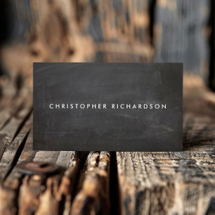 Modern Minimal Black Chalkboard Masculine Dark Business Card