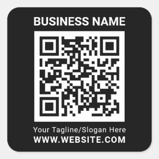 Modern minimal black custom QR code professional Square Sticker