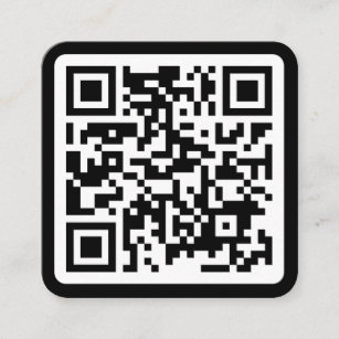 Modern minimal black custom QR code social media Square Business Card
