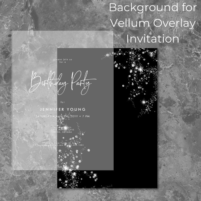 Modern Minimal Black Diamonds Background Birthday Invitation (Creator Uploaded)