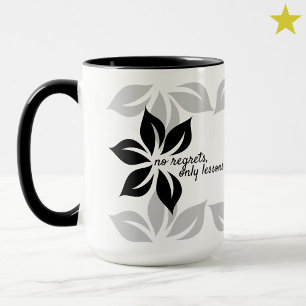 Modern Minimal Black Flowers Motivational Phrase Mug