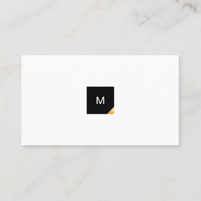 Modern, Minimal Black & Gold Monogram Business Card (Front)