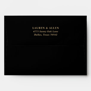 Modern Minimal Black Gold Wedding Envelope