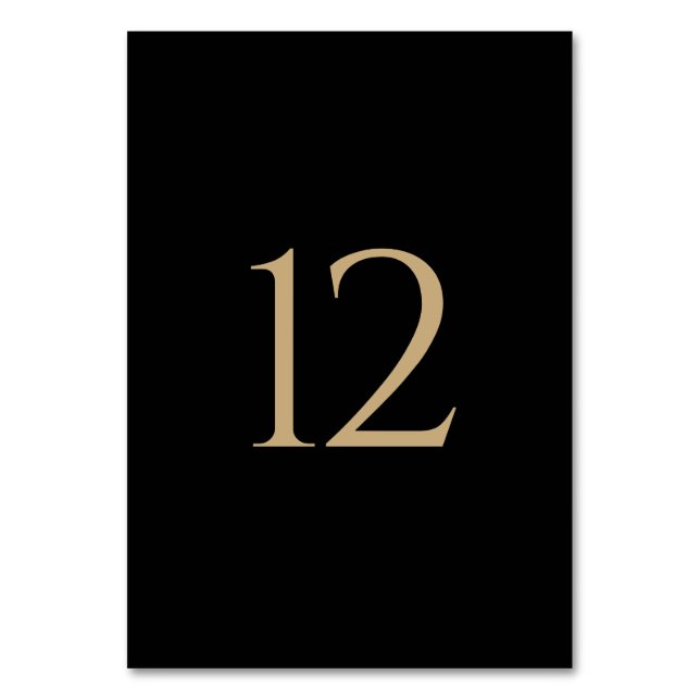 Modern Minimal Black Gold Wedding Table Number (Front)