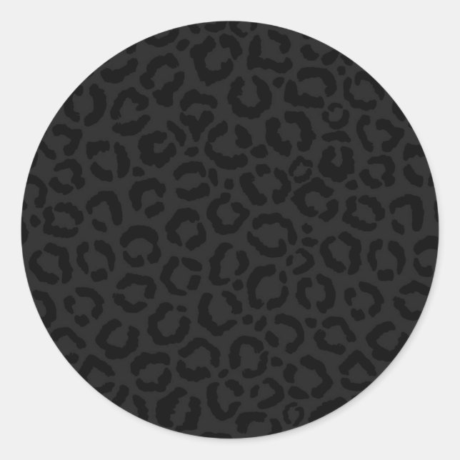 Modern Minimal Black Leopard Print Classic Round Sticker (Front)