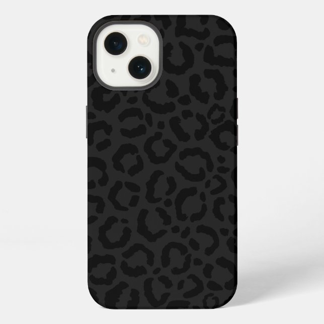 Modern Minimal Black Leopard Print iPhone Case (Back)