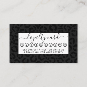 Modern Minimal Black Leopard Print Loyalty Card