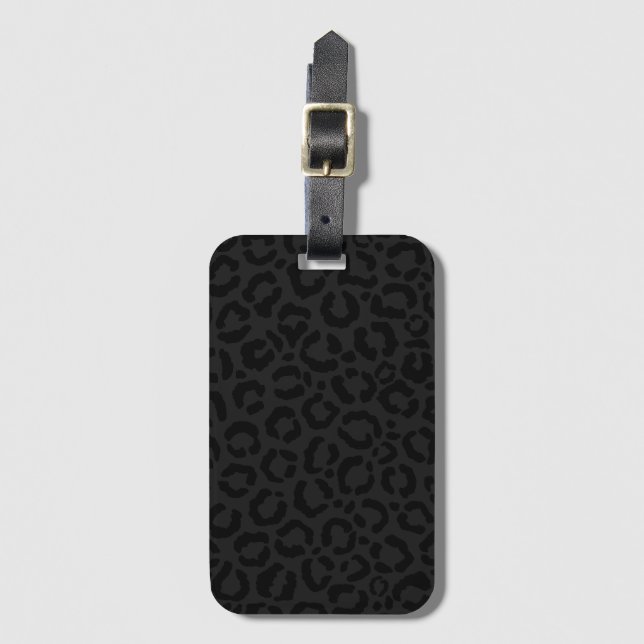 Modern Minimal Black Leopard Print Luggage Tag (Front Vertical)