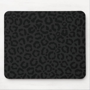 Modern Minimal Black Leopard Print Mouse Mat