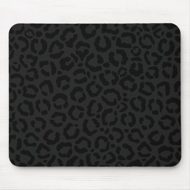 Modern Minimal Black Leopard Print Mouse Mat (Front)