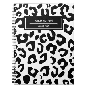 Modern Minimal Black Leopard Print Notebook