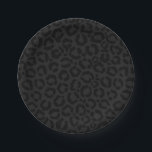 Modern Minimal Black Leopard Print Paper Plate<br><div class="desc">This modern and minimal design is perfect for the stylish and trendy woman. It features a charcoal black and dark black leopard cheetah animal print pattern. It's cool, unique, contemporary, and fashionable. ***IMPORTANT DESIGN NOTE: For any custom design request such as matching products, colour changes, placement changes, or any other...</div>