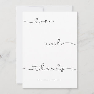 Modern Minimal Black Love & Thanks Script Photo Thank You Card