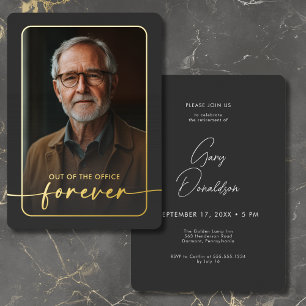 Modern Minimal Black Photo Retirement Party