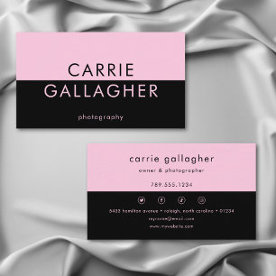 Modern Minimal Black Pink Geometric Monogram Business Card