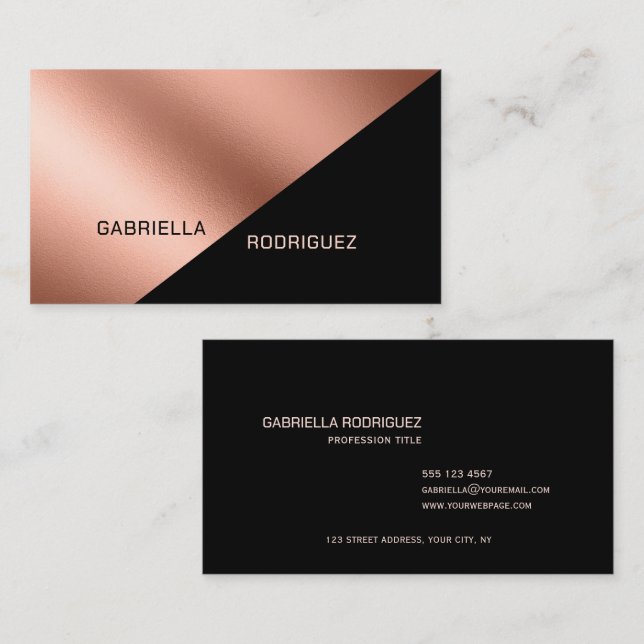 Modern Minimal Black Professional Business Card (Front/Back)