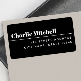 Modern minimal black return address label