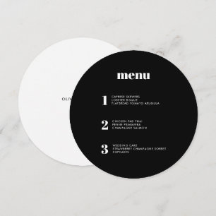 Modern Minimal Black Round Circle Wedding Menu