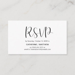 Modern Minimal, Black Script, RSVP respond Enclosure Card