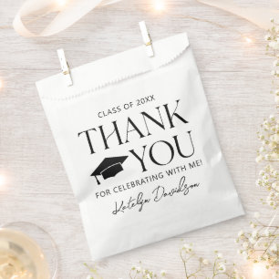 Modern Minimal Black Serif Graduation Favour Bags