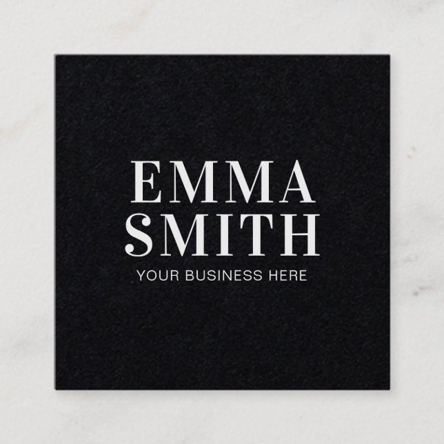 Modern Minimal Black Square Business Card (Front)