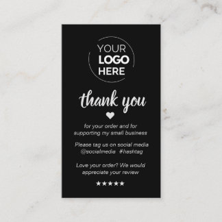 Modern Minimal Black Thank You Supporting Small Business Card