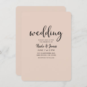 Modern Minimal Black Type ANY COLOR Wedding Invitation