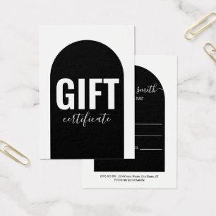 Modern Minimal Black & White Arch Gift Certificate