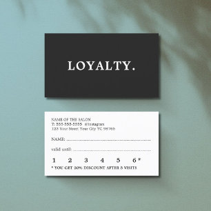 Modern Minimal Black White Beauty  Loyalty Card