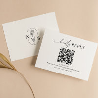 Modern Minimal Black White Boho Wedding QR Code