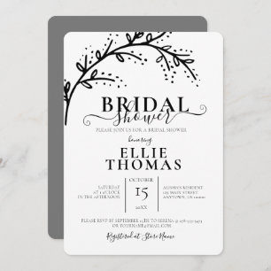 Modern Minimal Black & White Bridal Shower Invitation