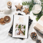 Modern minimal black white Christmas typography  F Foil Holiday Card<br><div class="desc">Modern minimal joyful Christmas photo foil holiday card. Beautiful bold graphic typography design. Part of a collection. Monochrome black white design.</div>