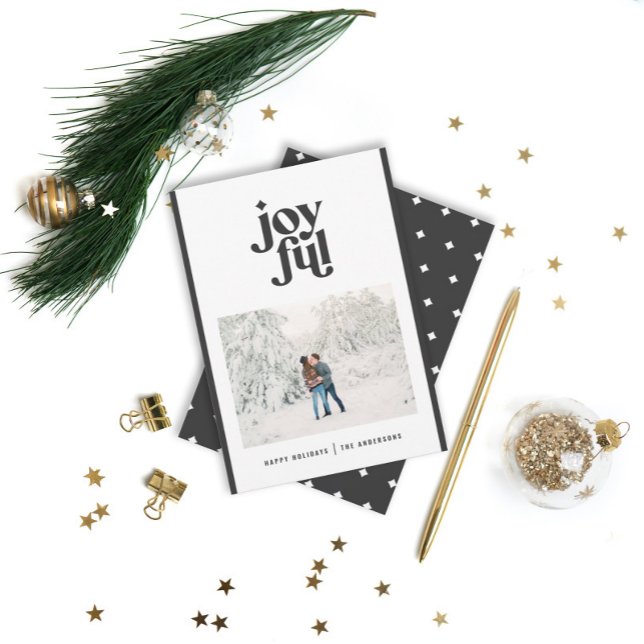 Modern minimal black + white Christmas typography Holiday Card (Creator Uploaded)