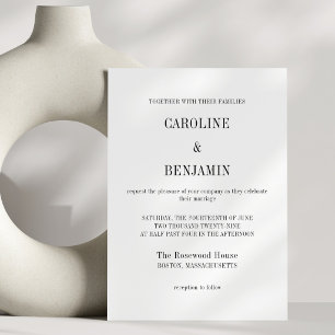 Modern Minimal Black White Classic Elegant Wedding Invitation