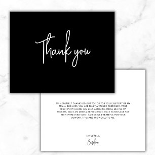 Modern Minimal Black White Custom Small Business Thank You Card