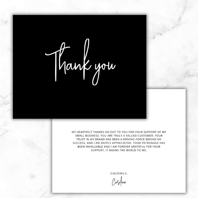 Modern Minimal  Black White Custom Small Business Thank You Card (Creator Uploaded)